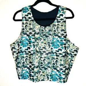Kinesis Women's Green Printed Scoop Neck Sleeveless Cropped Tops Size 3X